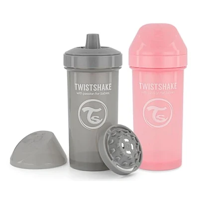 Image de Twistshake 2x Biberon Anti Colique Avec Récipient Pour Lait En Poudre Et Mélangeur 330ml Tétine Silicone À Écoulement Rapide Sans BPA 4+ Mois Rose
