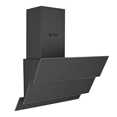 Image de Wiggo Hotte aspirante 60 cm sans tête I évacuation d&#039;air recirculation 300 m3/h Écran tactile LED 3 niveaux inclinée avec filtre à graisse &amp; 2 filtres charbon blanc