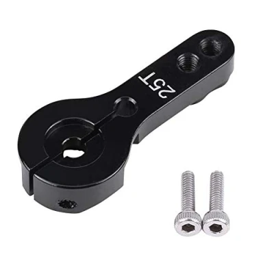 Image de Drfeify Bras servo en métal de 25mm 25T Dents avec des pièces Rechange vis adaptées aux servomoteurs Futaba Savox Xcore HL HSP HD(Noir)