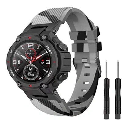 Image de iPartsonline Bracelet de rechange en silicone compatible avec Amazfit T Rex/Amazfit Rex Pro Camo/Camouflage