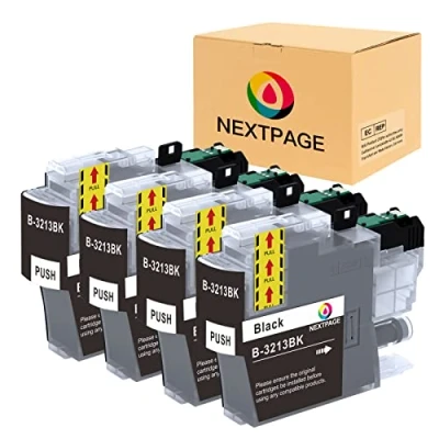 Image de Nextpage LC3213 Lot de 4 cartouches d&#039;encre compatibles avec Brother LC 3213 LC3211 pour imprimante DCP J572DW MFC J491DW J497DW J890DW J895DW J774DW Noir