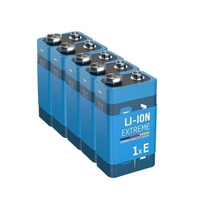 Image de ANSMANN Piles Lithium 9V 6AM6 (Lot de 5) spéciales pour détecteur fumée et Autre système d&#039;alarme résistantes, fiables à Longue durée Vie