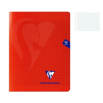 Image de Clairefontaine 333741C Un Cahier Agrafé Mimesys Rouge 17x22 cm 96 Pages Grands Carreaux Papier Blanc 90 g Couverture Polypro