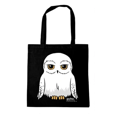 Image de Logoshirt® Sac en coton Harry Potter I Hibou Hedwig tissu imprimé noir jute 100% à longues poignées Design sous licence