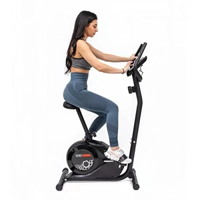 Image de TechFit B300 Vélo d&#039;appartement avec volant, système magnétique à 8 niveaux et support pour tablette fitness cardio la maison