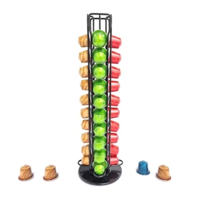 Image de Lectorias Supports pour 40 Capsules de Café , Porte Rangement Nespresso Café, Distributeur Capsules, 360 Degrés Rotable Range Coffee Capsule Stands, Support Dosette