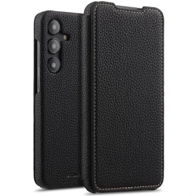 Image de STILGUT Etui Compatible avec Samsung Galaxy S24 Plus Coque à Rabat latéral en Cuir véritable Noir