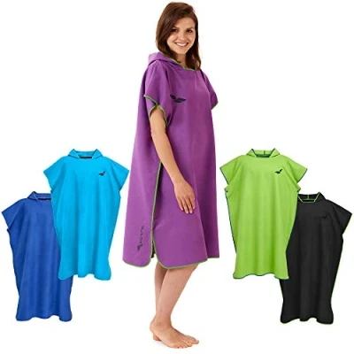 Image de Fit Flip Poncho de Plage pour Femmes et Hommes Surf Compact Super léger Serviette Cabine, Peignoir Taille: M Couleur: Violet Vert