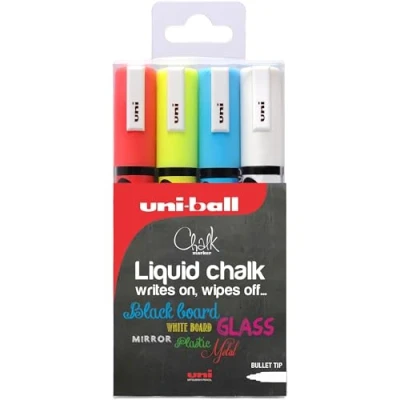 Image de Uni Ball 153528181 Marcatore a Gesso Liquido, 4 Pezzi