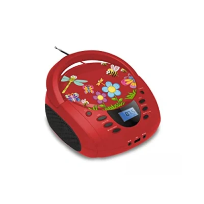Image de Lecteur Radio CD USB WeKids: FM, CD/CD R/CD RW/MP3, RMS2*2W, entrée Aux et Micro, modèle Rouge insecte Neuf