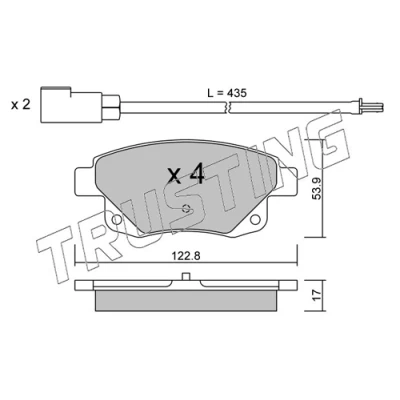 Image de TRUSTING 697.0 Jeu de plaquettes frein contact signal d&#039;usure inclus FORD: Transit Mk6 Van, Camion à Plateau / Châssis