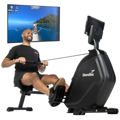 Image de Skandika Rameur Munin d&#039;appartement, Pliable, résistance magnétique à 16 Niveaux, Masse d&#039;inertie de 8 kg, Compatible avec l&#039;application Kinomap (Noir)