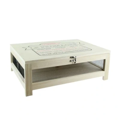 Image de Totally Addict KA2362 Cave à fromage avec plateau de service Bois et acier inoxydable Beige noir H14,8 x 27 39 cm