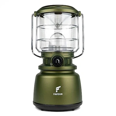 Image de Favour Lampe LED Camping puissante 1300 Lumens Lanterne exterieur IP64 Étanche, Fonctionne sur piles, température de couleur réglable dont Mode Bougie tente, éclairage à 360 degrés