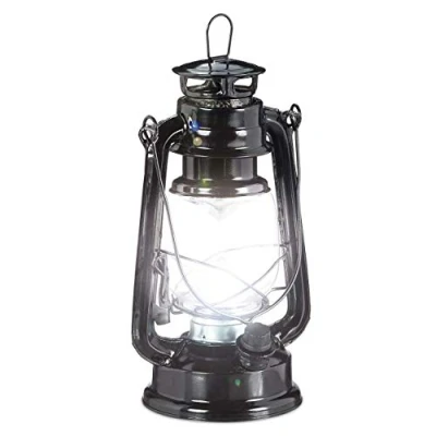 Image de Relaxdays, Noire Lanterne tempête LED, retro comme décoration de fenêtre ou lampe jardin, à piles