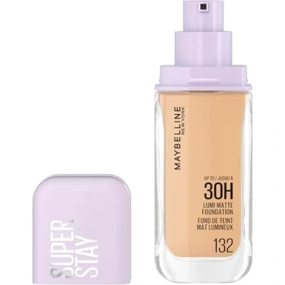 Image de Maybelline New York Fond de Teint Liquide Longue Tenue Ultra Résistant Fini Mat Lumineux Enrichi en Acides Aminés Tous les Types Peau Superstay 30H Lumi Matte Teinte : 132 35ml