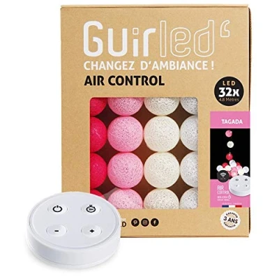 Image de GuirLED Guirlande lumineuse boules coton LED USB Télécommande sans fil Veilleuse bébé 2h Adaptateur secteur double 2A inclus 4 intensités 32 3.2m Tagada