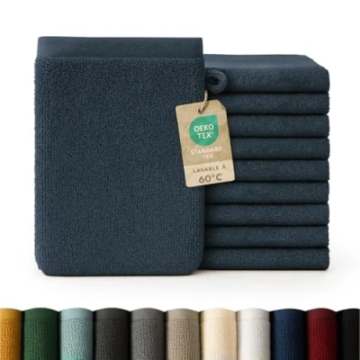 Image de Blumtal Gant De Toilette Lot 10 Gants Coton Bleu foncé Certifié Oeko TEX®