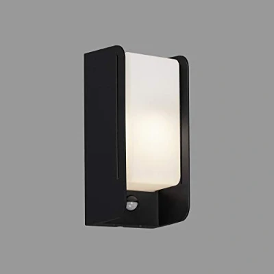 Image de BRILONER Leuchten 3017 015 Lampe d&#039;extérieur LED avec détecteur de mouvement et capteur crépusculaire IP44 1 x E27 max. 12 W Blanc/noir 255 120 100 mm