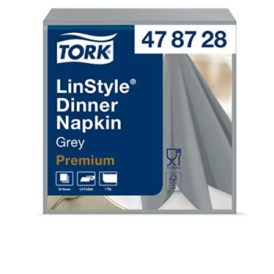 Image de Tork LinStyle Serviette Dinner grise, pliage 1/4 1 pli, 39 cm x cm, 12 50 serviettes, 478728