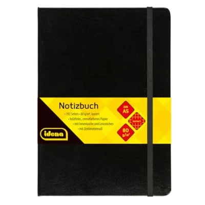 Image de Idena 209281 Carnet de note DIN A5, 192 pages, 80 g / m², damier, noir