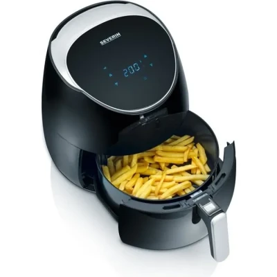 Image de SEVERIN Friteuse à air chaud XXL 2 000 W, sans huile avec technologie et 8 programmes automatiques, électrique odeur pour légume ou viande, noir, FR 2445