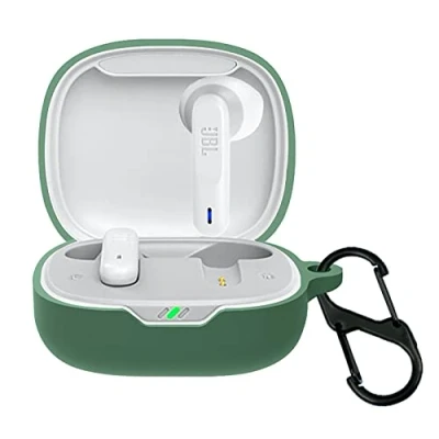 Image de GIOPUEY Étuis Compatible avec JBL Wave Flex, Coque Silicone, Poids léger, Antichoc, Portable Vert armée