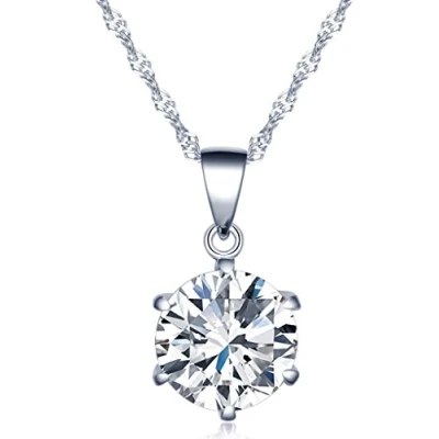 Image de Unendlich U pendentif collier 6 griffes simples avec le diamant inséré 925 argent et zircon pour les femmes filles