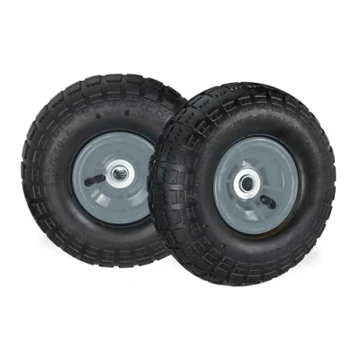 Image de relaxdays 2 Roues pour Diable 4.1/3.5 4, de Rechange avec air, axe 16 mm, Jusqu’à 136 kg, 260 x 85 mm;Noir Gris