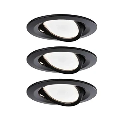 Image de Paulmann 94471 kit de 3 LED Nova orientables blanc chaud rond incl. 3x6,5 watts projecteurs Noir mat spot alu lampe encastrée 2700 K Coin, 19.5 W, 3er Set