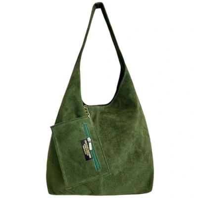 Image de Modarno sac à bandoulière pour femme en daim pochette, cuir véritable femme, Vert forêt