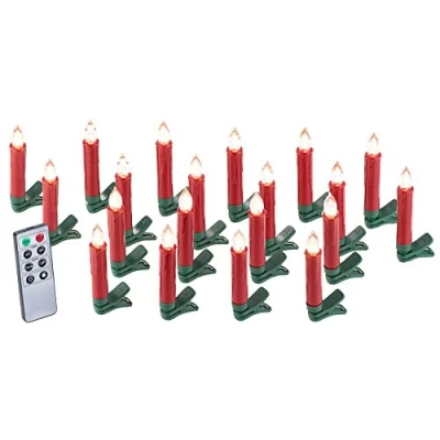 Image de Bougies à LED pour sapin de Noël avec télécommande infrarouge x20 rouge [Lunartec]