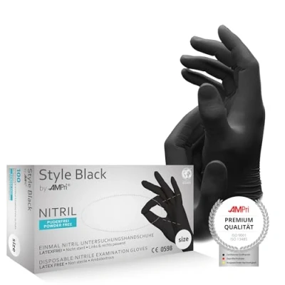 Image de Gants en nitrile noir, 100pcs, taille L, non poudrés