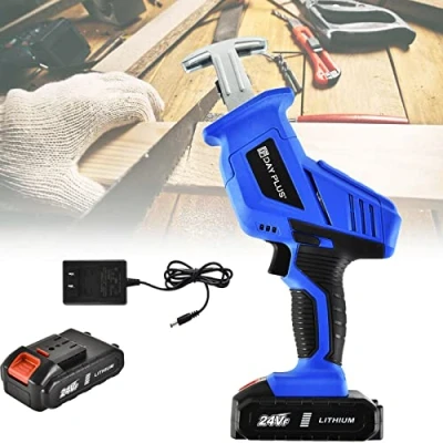 Image de Scie sabre Sans Fil, 21V alternative fil avec batteries et Chargeur, Vitesse Variable 5 lames de scie, Changement Lame Outil, a bois, metaux, pour elagage