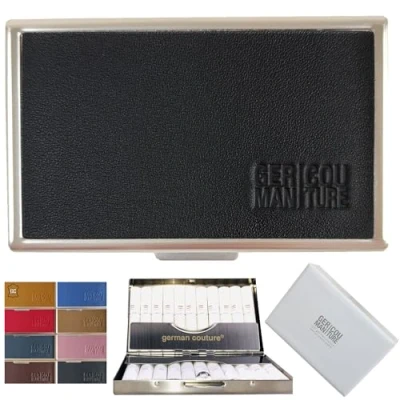 Image de [8 couleurs] GC Étui en métal précieux compatible avec Iqos 3 Heets Duo Iluma one Terea cuir véritable, noir