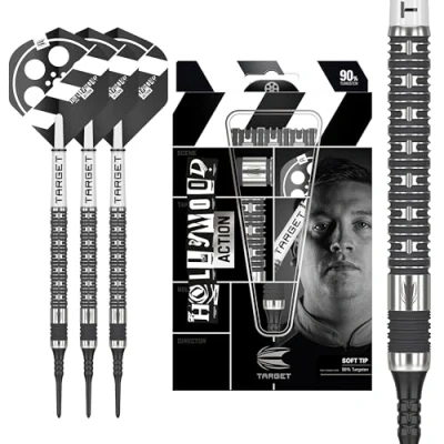 Image de Target Darts Chris Dobey Hollywood Action 90% Tungsten Soft Tip Dart Set Fléchettes 20G Player Edition, Pixel avec Pro Grip Shafts &amp; Ultra No.2 Flights