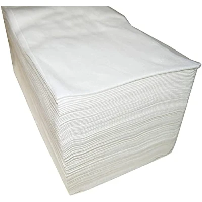 Image de Plasticaps Lot de 100 serviettes jetables en tissu spunlace Blanc 40 x 80 cm