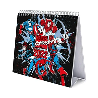 Image de Grupo Erik Calendrier De Bureau 2022 Marvel Comics 12 Mois Janvier à Décembre 20x18x6,5 cm, 6 langues, Certifié FSC