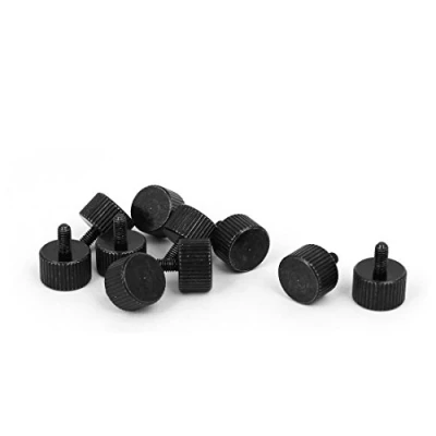 Image de sourcing map 10pcs M3x6mm Vis à tête moletée Noir pour Ordinateur PC Boîtier Métal