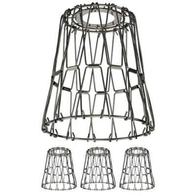 Image de ledscom.de 4 pièces abat jour cage, chromé noir, 135mm Ø