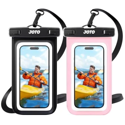 Image de JOTO 2 Pochettes Étanches Certifiée IPX8 iPhone 15/14/13/12/11 Mini Plus Pro Max XS XR X 8 7 SE, Samsung A14, A23, A33, Xiaomi Redmi Note, Housse Étanche Smartphone Jusqu&#039;à Pouces Noir Rose