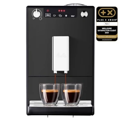 Image de Melitta Solo Noire Mat, Machine à Café Grains avec Broyeur et Système d&#039;Extraction des Arômes, Affichage LED, Mode 1 2 Tasses, Expresso, Automatique, E950 544, 1400W