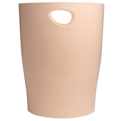 Image de Exacompta Réf. 45331D Lot de 8 corbeilles à papier, poubelles ECOBIN Skandi avec poignées Volume 15 litres Dimensions 26,3 x 33,5 cm Pour bureau ou maison Couleur Nude