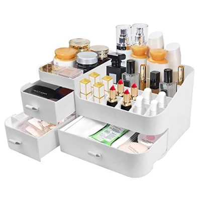 Image de REFORUNG Organisateur de Maquillage Blanc Boîte Rangement Tiroir en Plastique Makeup Organize pour Ranger Rouge à Lèvres et Cosmétiques