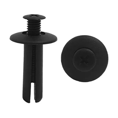 Image de sourcing map 50 Pcs Rivet en Plastique Universel Habillage Type Bouton Poussoir Noir Agrafes Fixation 8mm