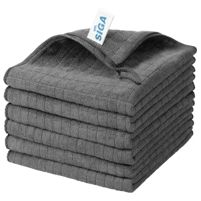 Image de MR.SIGA Chiffon de Nettoyage en Microfibre, Serviettes Tout Usage, Lot 6, Taille 13,8 x 15,7 Pouces