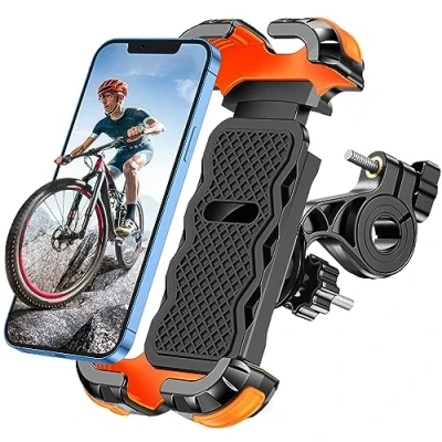 Image de Glangeh Support Telephone Velo [Verrouillage Sécurisé], Installation Rapide Anti Chute Moto 360 Rotation, Compatible avec iPhone 16 Plus/15 Pro Max, Autres Smartphones de 4.7 6.8