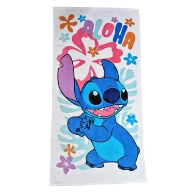 Image de Jerry Fabrics Serviette de bain pour enfant plage douche 100 % coton 70 x 140 cm Motif Stitch