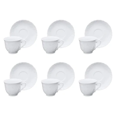 Image de molecuisine Set tasse de thé avec soucoupe 6 unités. Elisa Rococo &#039;21 cl blanc