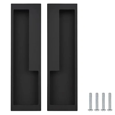 Image de MOROBOR Lot de 2 poignées porte coulissante encastrées en alliage d&#039;aluminium, 20 cm, modernes et simples pour tiroir grange, placard, armoire/noir mat